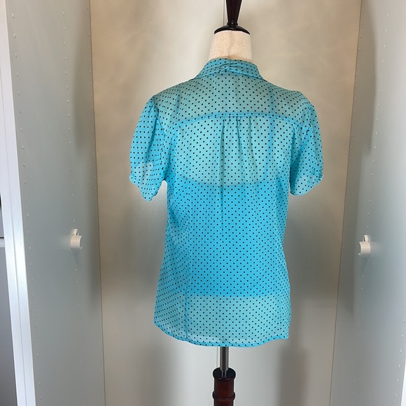 Zac & Rachel Blue with Black Polka Dot 2 Piece Blouse Set Size Small - Picture 3 of 9
